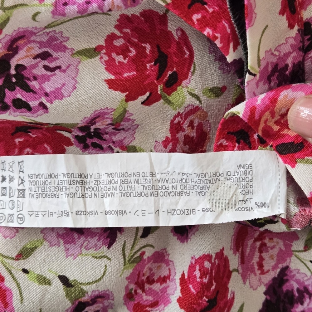 Zara Pink Floral Wrap Midi Skirt Rose Print Tie Waist Size XS Flowy Resortwear - Picture 11 of 11